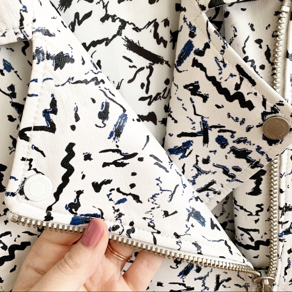 Roschterra Abstract Painted Moto Leather Jacket - Picture 6 of 15